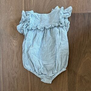 Blue Striped Ruffle Baby One-Piece Bodysuit